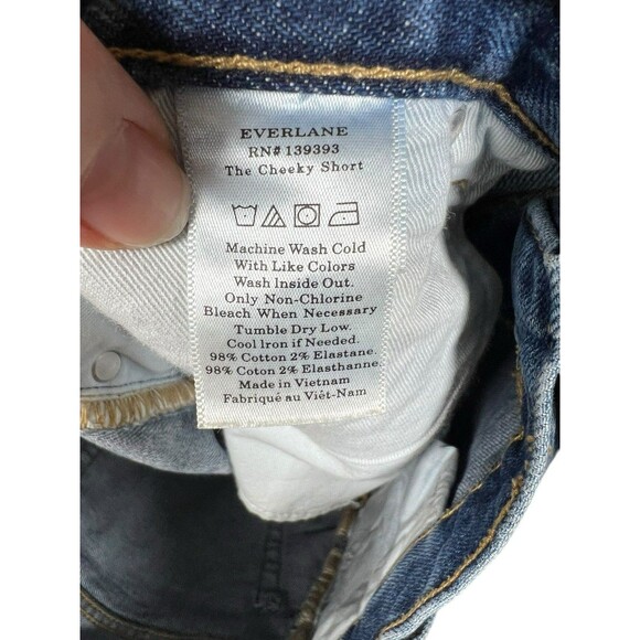 Everlane Size 27 The Cheeky Short Denim Cut Off High Rise Cotton Medium Wash - Picture 6 of 8